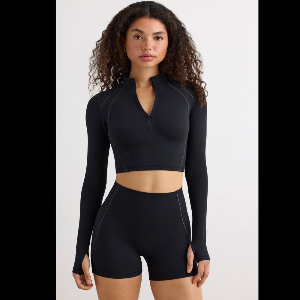 Oh Polly Black Long Sleeve Crop Top